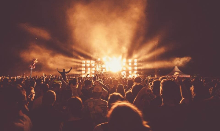 muziekfestival publiek kijkend richting het podium